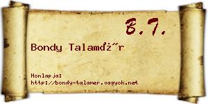 Bondy Talamér névjegykártya